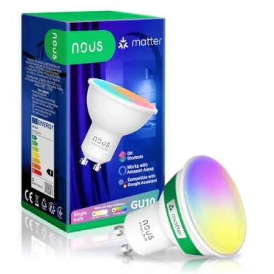 Image de NOUS P8 Ampoule WiFi Intelligente RGB GU10, Compatible avec Matter, Alexa, Home Assistant &amp; HomeKit, Smart Home, Télécommande, Changement de Couleur LED, Couleur, 2.4 GHz