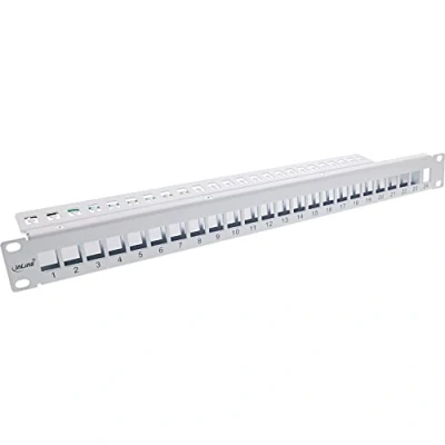 Image de InLine® Panneau de Brassage Keystone à 24 Compartiments, en tôle Vide, 48,26 cm (19&quot;), 1U, Gris Clair RAL7035