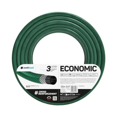 Image de Cellfast Tuyau d&#039;arrosage ECONOMIC à 3 couches, avec un diamètre de 19 mm et une longueur 25 mètres.
