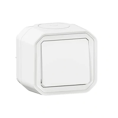 Image de LEGRAND Interrupteur Mural Etanche Simple ou Va et vient 10A Plexo Commande d&#039;Éclairage Complète Prête à Installer Pose En Apparent Fabriqué France Blanc