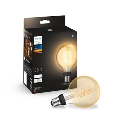 Image de Philips Hue White, ampoule vintage filament E27 compatible Bluetooth, format Globe, fonctionne avec Alexa, Google Assistant et Apple Homekit