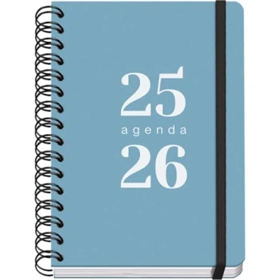 Image de Dohe Agenda Scolaire 2024 2025 Semaine Vue, Taille A5 (15x21 cm), Fermeture Anneaux et Élastique, Espagnol Anglais, 4 Pages d&#039;Autocollants, Septembre à Juin, Matériel GRAMMAR Bleu