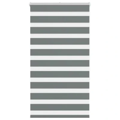 Image de vidaXL Store zèbre Gris foncé Largeur du Tissu 85,9 cm Polyester, à Enrouleur zébré, zébré pour fenêtre, vitre