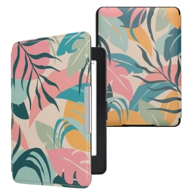 Image de kwmobile Étui Compatible avec Amazon Kindle Paperwhite Coque à Rabat magnétique Tablette eReader Similicuir Rose Clair Jaune Vert