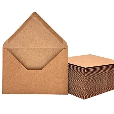 Image de Lot de 100 enveloppes en papier kraft 130 g/m² Pour cartes vœux, invitations, d&#039;anniversaire, fermeture humide Rabat pointu (DIN C6 11,4 x 16,2 cm) (100)
