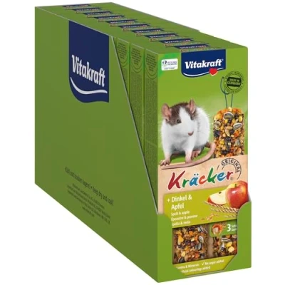Image de Vitakraft Kräcker Friandise pour Rats à l&#039;épeautre et la pomme Baguettes riches en vitamines minéraux Recette sans sucre ajouté (10 x 160g)