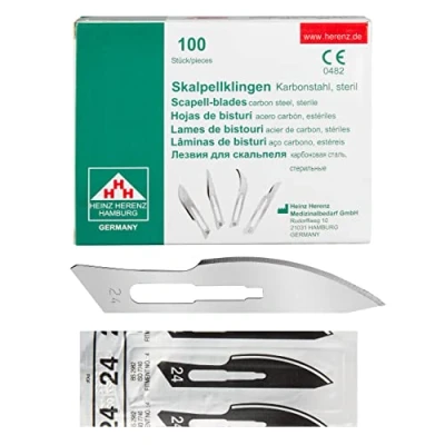 Image de Shehadeh Lot de 100 lames scalpel stériles Figure 24 pour support n 4