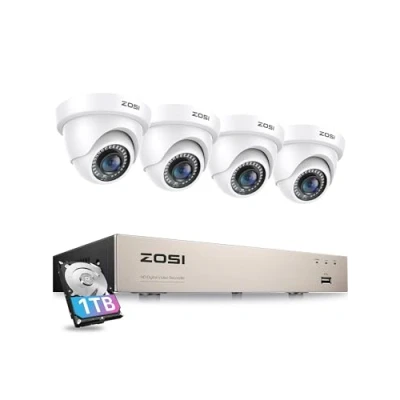 Image de ZOSI H.265+ Kit Caméra de Surveillance avec 8CH 5MP Lite DVR et Disque Dur 1 to Vision Nocturne 20 m, Détection Mouvement Alerte Instantanée, App Gratuite Accès à Distance