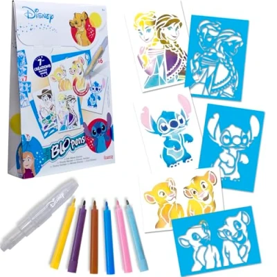 Image de Lansay Blopens DISNEY ANIMAUX Kit Création Dessins pour Enfants dès 5 ans 6 Feutres de Coloriage À Souffler + 7 Pochoirs Réutilisables (Bambi ou Simba) Activité Manuelle Idée Cadeau