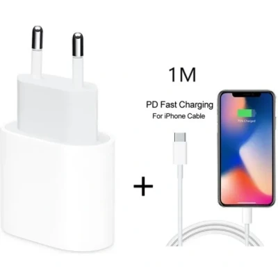 Image de Chargeur 20W Adaptateur secteur pour iphone 12 Pro Max Port USB C Charge rapide 3.0 Prise murale UE Câble de Type C,1 m