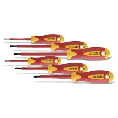 Image de Hogert Technik HT1S996 Kit de tournevis 6 Fente S2.5, S4, S5.5, PH0, PH1, PH2 Écran (carton) 1000 V