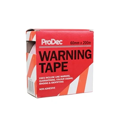 Image de ProDec Ruban de signalisation chantier rouge et blanc 60 mm x 200 m non adhésif pour signaler les espaces interdits obstacles, fourni en distributeur