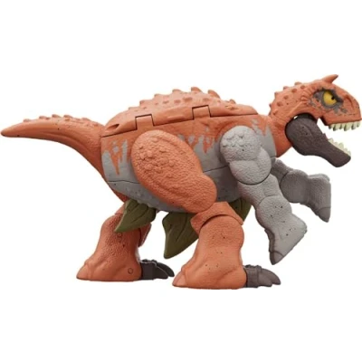 Image de Mattel Jurassic World Figurines Dinausores Transformables Carnotaurus Et Stégosaure Transformation Féroce Double Danger 2 En 1, 8 À 28 Étapes, Collectionner, Jouet Enfant, Dès 6 Ans, HLP07