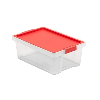 Image de Tatay Boîte de Rangement avec Couvercle, Capacité 7L, Poignées, Couvercle en PP Recyclé, Transparent, sans BPA, Rouge. Dimensions 25 x 36 13 cm 1157618