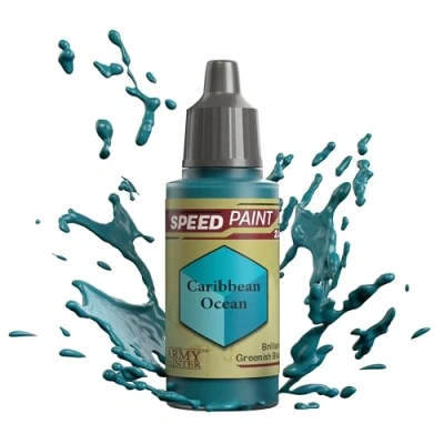 Image de The Army Painter Speedpaint Caribbean Ocean 2.0, Peinture Acrylique Unique 18ml Solution De à Une Couche Pour Figurines Comme Warhammer 40k et Dungeons and Dragons.