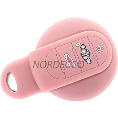 Image de MINI Coque de protection en silicone pour clé voiture F56 Cooper S Clubman Paceman Countryman JCW GP 3 boutons Rose