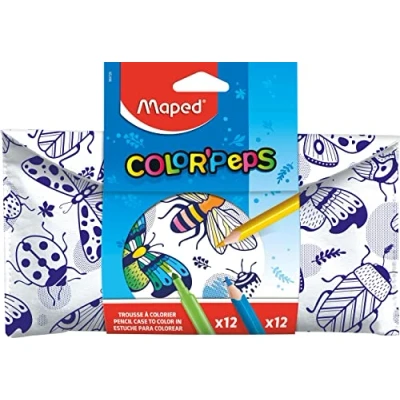 Image de Maped Trousse Scolaire Ouverture XXL Personnalisable Réversible, avec 1 Côté A Colorier Grande Pratique Triangulaire 22 x 6cm Basic Noire