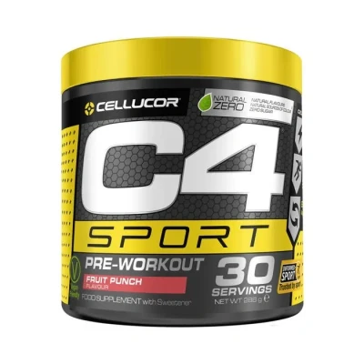 Image de Poudre pré entraînement C4 Sport jus de fruit Boisson énergisante 135 mg caféine + bêta alanine monohydrate créatine certifié Informed 30 portions