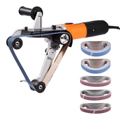 Image de VEVOR pijppolijstschuurmachine, 1300 W pijpbandschuurmachine met 6 variabele snelheden 1100 3200 RPM, professionele bandschuurmachine 100 schuurbanden voor polijsten, afwerken, E
