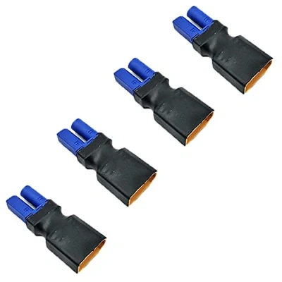 Image de LINSYRC 4 pièces Adaptateur de Connecteur Mâle Prise XT90 vers Femelle Fiche EC5 pour RC FPV Drone Voiture Lipo NiMH Chargeur Batterie ESC