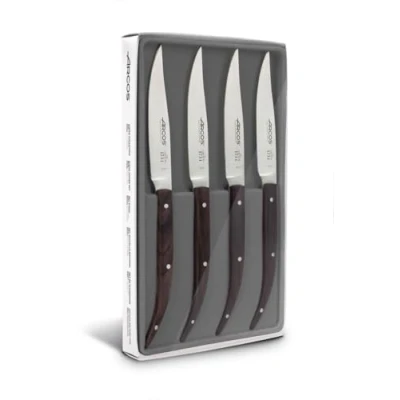 Image de Arcos Couteaux de Table Set 4 pièces (Couteaux à Steak) Lame Acier Inoxydable NITRUM 110 mm Manche bois Palisandre Couleur Brun