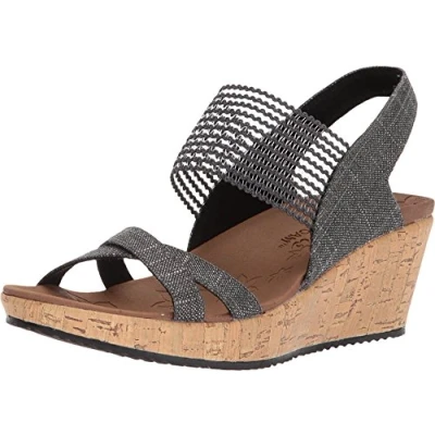 Image de Skechers Femme Beverlee High Tea Sandales Bout Ouvert, Noir (Black), 37.5 EU