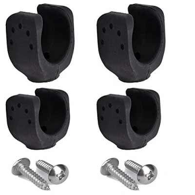 Image de AUXPhome Lot de 4 (2 grandes tailles 3 à 4,3 cm, 2 petites 2,8 cm), crochets rangement pour échelle bateau, clips support pagaie, lumière mât, caoutchouc noir