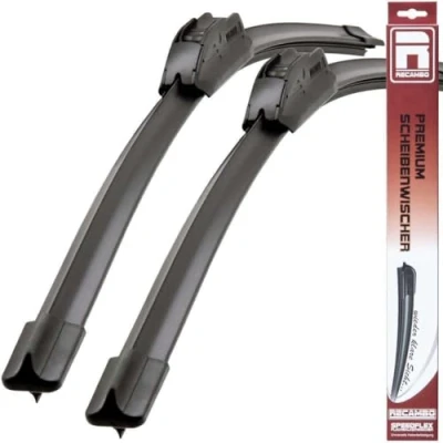 Image de Recambo Lot de 2 balais d&#039;essuie glace avant compatibles avec Audi A3 S3 RS3 Type 8L année construction 1996 2003 (525 mm / 475 mm)