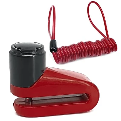 Image de RADIKAL RK505R Antivol Bloque Disque Moto, Plus Compact, Léger et Portable, Couleur Rouge Dissuasive, Fermeture en Acier ø5,5mm, Universel Bloc Disc Frein pou Scooter, Velo, Trottinette Electrique
