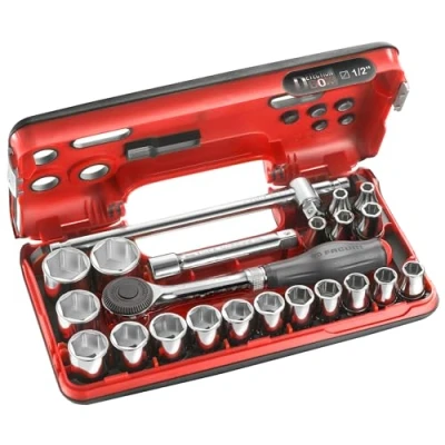 Image de FACOM Jeu Detection Box Cliquet Manche Rotatif Haute Performance et Douilles 1/2 &quot; 6 Pans Métriques S.360DBOX4PB