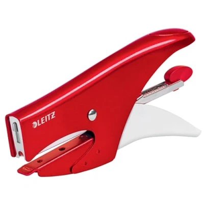 Image de Leitz WOW Agrafeuse de Bureau, Capacité 15 Feuilles, Design Ergonomique, Lot d&#039;Agrafes N8 Inclus, Coloris Rouge (55472026)