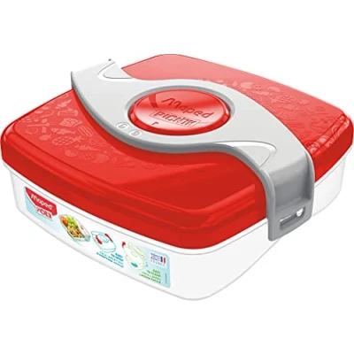 Image de Maped Picnik Origins Boîte à Goûter Compacte pour Enfants Ouverture et Nettoyage Facile Plastique Sans BPA ni Phtalates Rouge 520ml