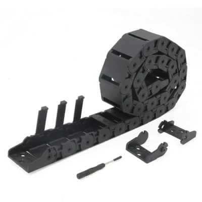 Image de Zeberoxyz Chaîne de traînée 18x37mm Longueur 1 mètre à l&#039;intérieur Taper ouvert Porte câble flexible en plastique noir R28 avec 1Trousse Connecteurs d&#039;extrémité (18mmx37mm Intérieur ouvert)