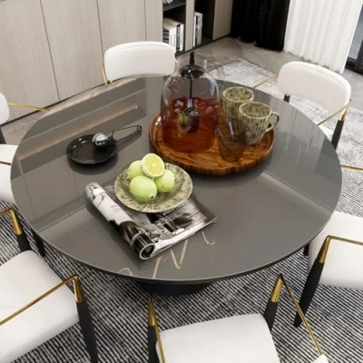Image de Mayda Film de Protection Table Rond Transparent, 2 mm d&#039;épaisseur, en PVC Transparent avec Bords arrondis, Nappe sur Mesure ou Disponible différentes Tailles