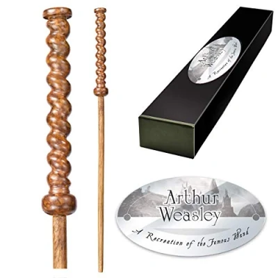 Image de The Noble Collection Arthur Weasley Character Wand 16in (40cm) Wizarding World with Name Tag Harry Potter Film Set Movie Props Wands