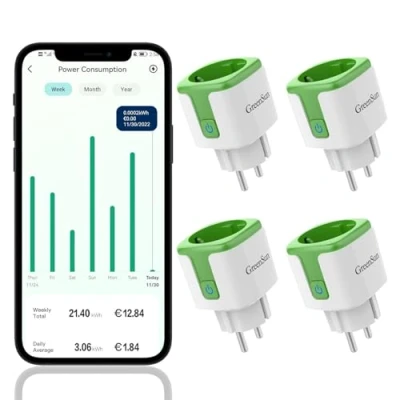 Image de Prise Connectée Alexa et Intelligentes WiFi Telecommande Compteur d&#039;Énergie, 16A Google Home Iterrupteur Connecté Electrique Avec Mesure Consommation (4 pièces)