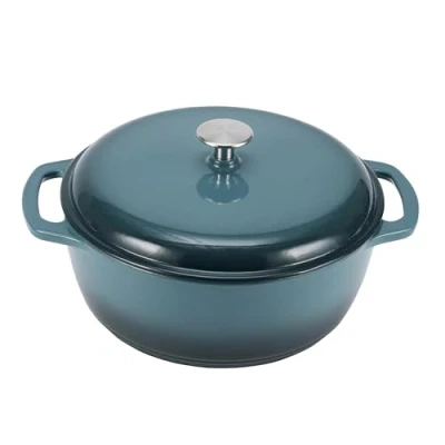 Image de Amazon Basics SX 75QTH Ronde Faitout en fonte émaillée 6.9 L, gris, 7.3QT