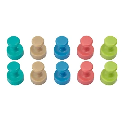 Image de MAUL Aimant Néodyme en Forme de Quille, Lot 10 Aimants Puissants à Usage Multiple, au Design Moderne et Élégant, 12 x 16 mm, Charge Jusqu&#039;à 1, 5 kg, Colorés