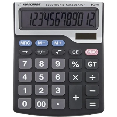 Image de Esperanza ecl101 Calculatrice de bureau, Basic Calculator, Noir, en Plastique, boutons, Dot Matrix)