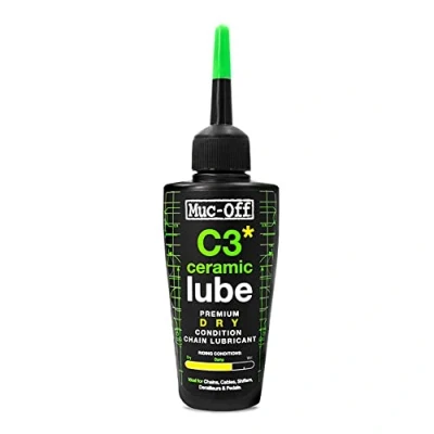 Image de Muc Off Lubrifiant Chaîne de Vélo C3 pour Conditions Sèches et Poussiéreuses 50 ml Céramique Qualité Supérieure avec Colorant Traceur UV