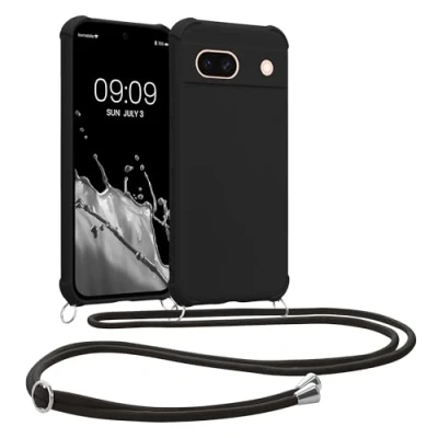 Image de kwmobile Coque Collier Compatible avec Google Pixel 8a Housse en Silicone Noir