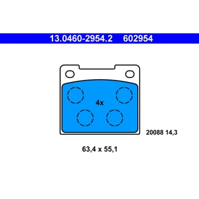 Image de ATE 13.0460 2954.2 Jeu de plaquettes frein non préparé pour indicateur d&#039;usure, contact signal d&#039;usure exclu VOLVO: 240 Break, Berline