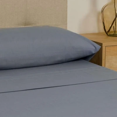 Image de TRAMAS+ Single Sheet Set 90x200, 100% Coton, Linge de lit, Drap et 1 taie d&#039;oreiller, Standard 100 by Oeko TEX Blue