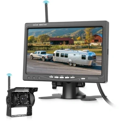 Image de Camera de recul sans Fil, HD 7&#039;&#039; Camion pour Camping Car caméra Voiture Vision Nocturne écran Ip67 Étanche Moniteur Caravane