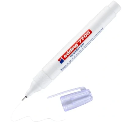 Image de edding 7700 correcteur blanc 1 stylo pointe métal 2 mm pour la correction de textes manuscrits et imprimés opaque, séchage rapide