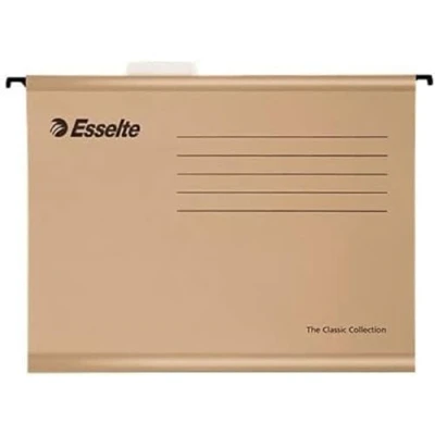 Image de ESSELTE 93291 Carpetas colgantes Kraft natural 230 gr. acceso vertical visor corto rígido lomo V Folio (caja 50 ud.) color