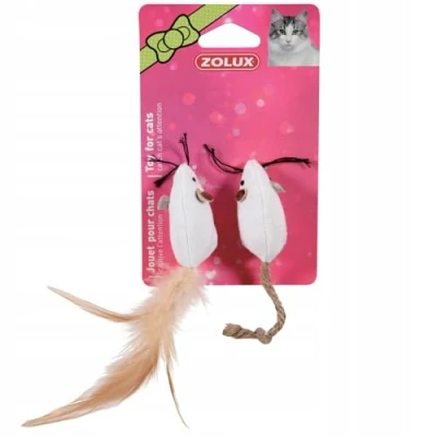Image de Zolux Set de 2 Souris Canevas Jouet pour Chat L 2,5 x P H 5 cm