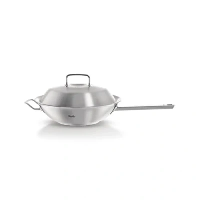 Image de Fissler Original Profi Collection Wok en Acier Inoxydable (Ø 30 cm, 4,1 l) à Queue avec Couvercle Métallique, Non Revêtu Compatible Induction