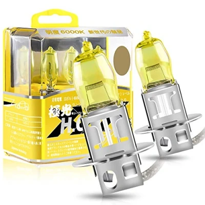 Image de Sidaqi H3 100W Halogènes Phares Ampoule Jaune 2800K 12V Feux de Brouillard Voiture DRL, 2 pièces
