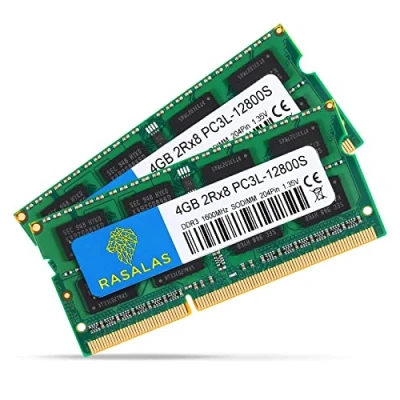 Image de Rasalas 8GB Kit (2x4GB) PC3 12800 DDR3L 1600MHz SODIMM, 4GB DDR3 1600 2Rx8 PC3L 12800S 1.35V 204 Pin CL11 Dual Rank Laptop RAM Memory